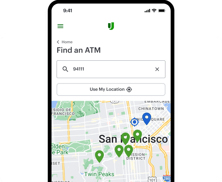 Allpoint ATM network map on a mobile device