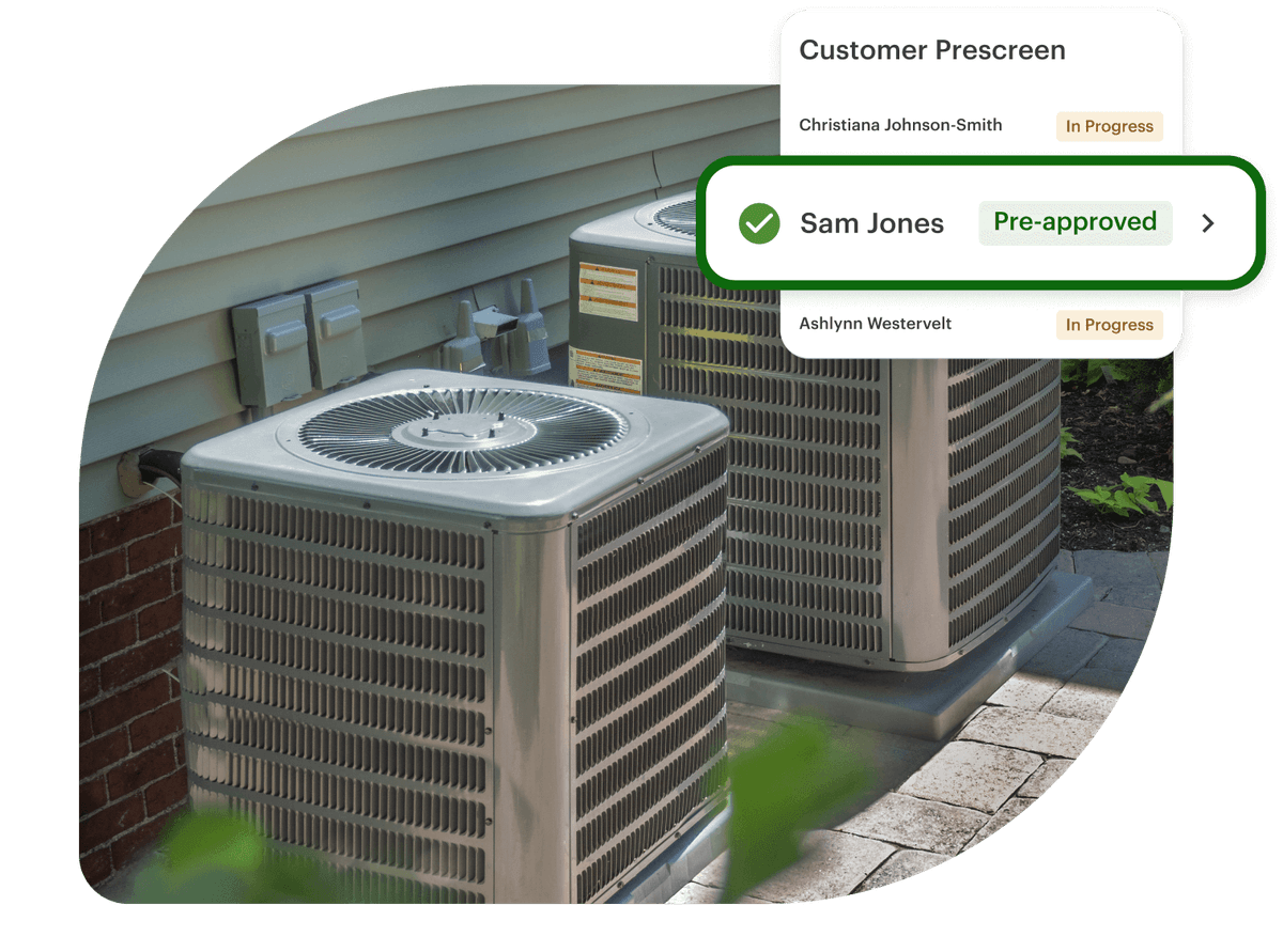HVAC project with financing pre-approval interface