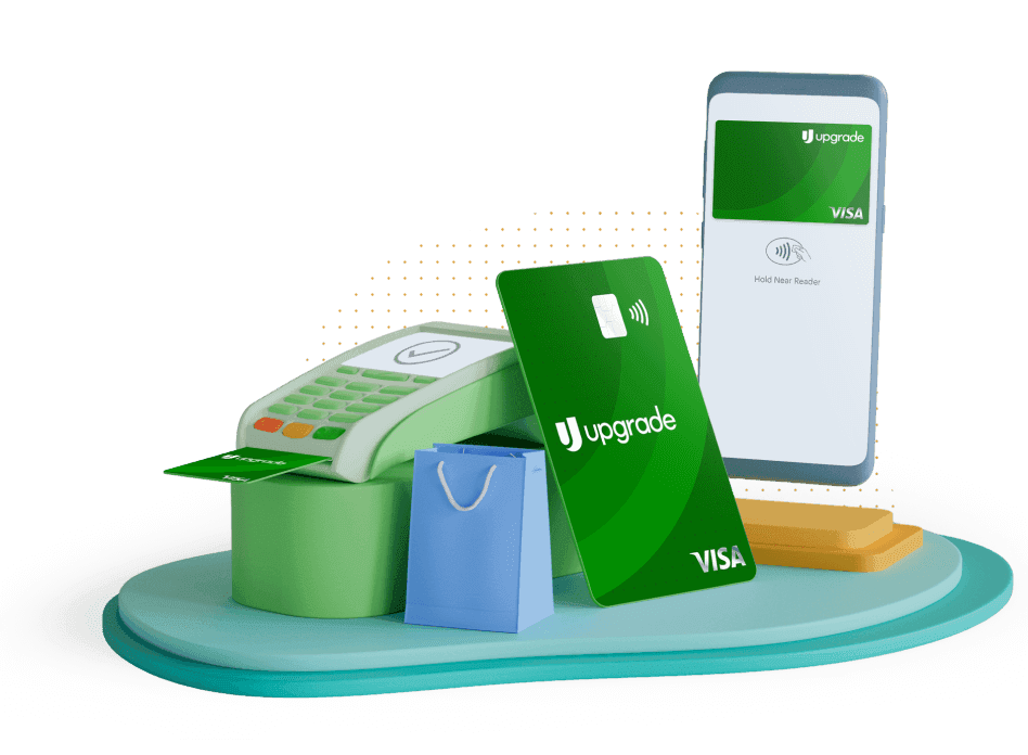 Upgrade Select Card next to a POS device and a phone displaying a digital card