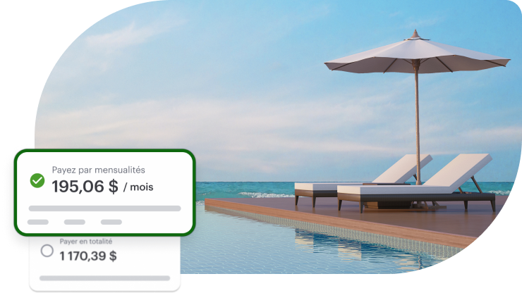 Un magnifique complexe hôtelier en bord de mer avec des exemples de paiements mensuels Flex Pay.