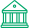 Green icon of a bank with three pillars
