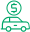 Green icon of a car with a dollar sign